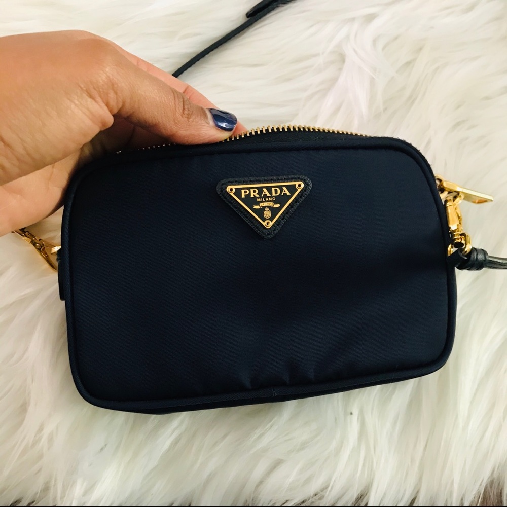 Prada Nylon Mini Crossbody Bag, Navy
